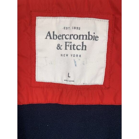 Y2K Abercrombie & Fitch Puffer Vest Large Navy Blue Full Zip Preppy AF Large - Picture 9 of 13